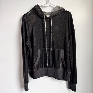 NWT Knox Rose Charcoal Gray Velour Hoodie Sweatshirt Size Medium